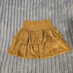 aerie Mini Skirt in Mustard with Elastic Shirred Waist